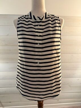 J. Crew Striped Sleeveless Button-Up Lightweight Top